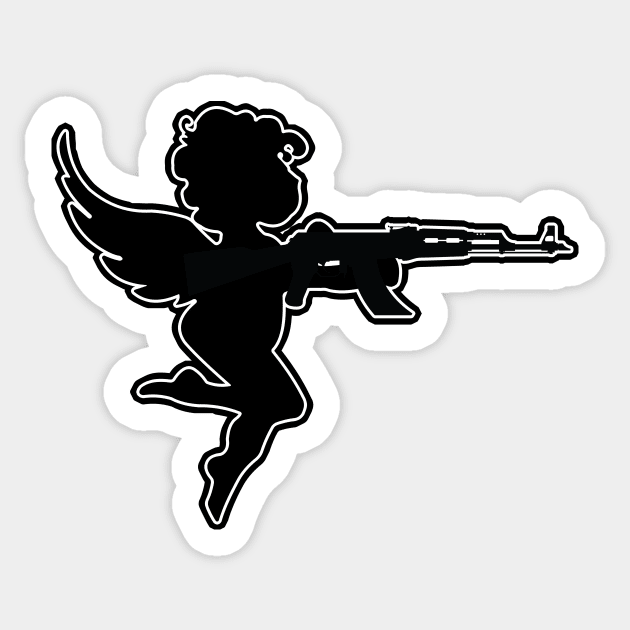 Cupid's Got a Gun Sticker by Taversia